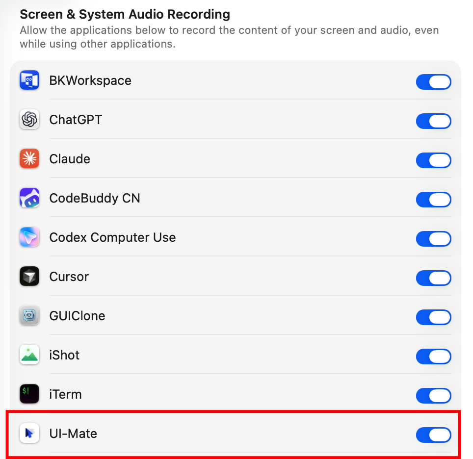 Screen Recording permission