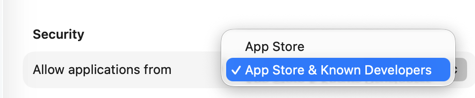 Allow applications from setting